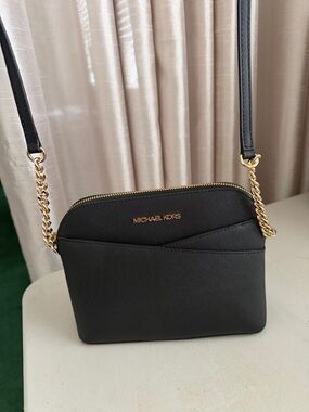Michael Kors Black Crossbody with Gold Chain Strap